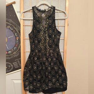 Altar'd State Black and Gold Mini Dress